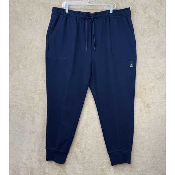 Reebok Pants Mens 2XL Navy Blue Joggers Athletic Tapered Sweatpants Logo Pockets - Picture 1 of 12